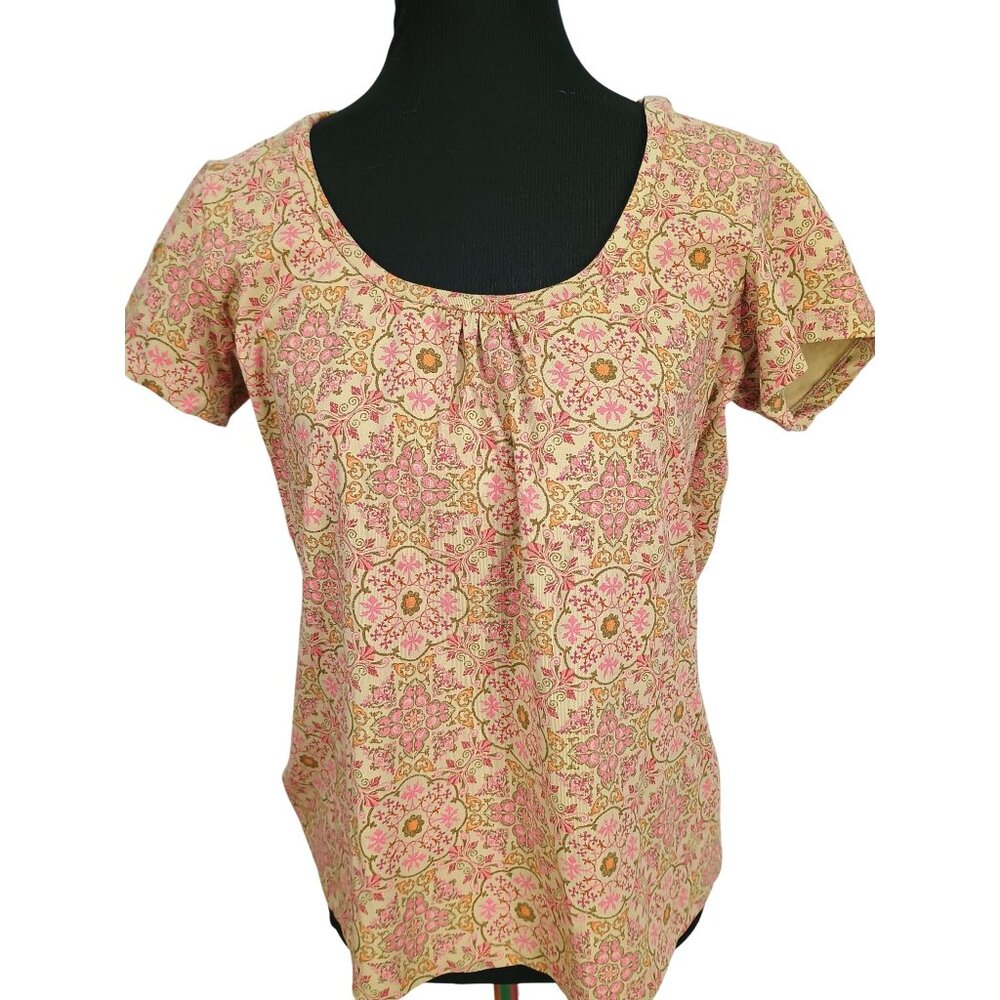 St. Johns Bay Womens XL Stretch Top‎ - Pink Floral Short Sleeve